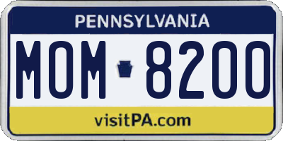 PA license plate MOM8200