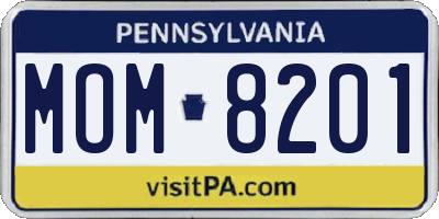 PA license plate MOM8201