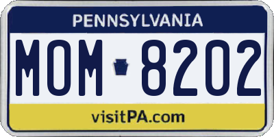PA license plate MOM8202