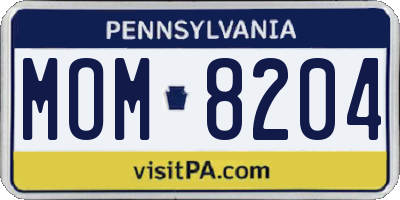 PA license plate MOM8204