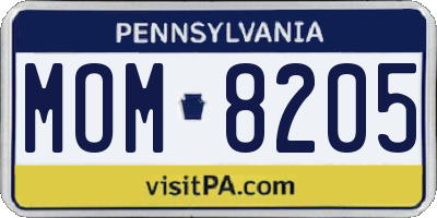 PA license plate MOM8205