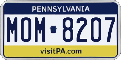 PA license plate MOM8207