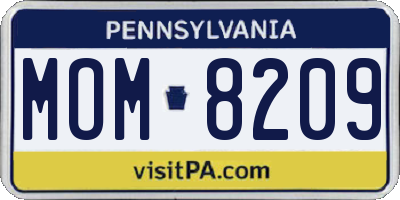 PA license plate MOM8209