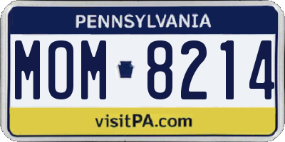 PA license plate MOM8214