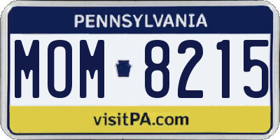 PA license plate MOM8215