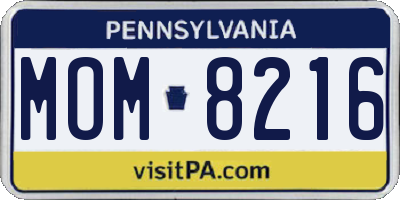 PA license plate MOM8216