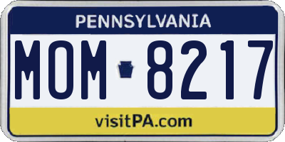 PA license plate MOM8217