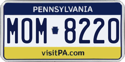 PA license plate MOM8220