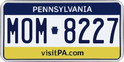 PA license plate MOM8227