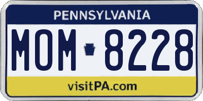 PA license plate MOM8228