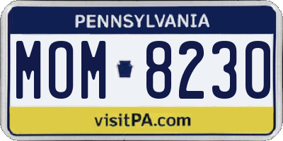 PA license plate MOM8230
