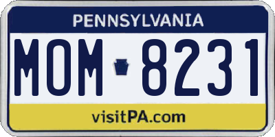 PA license plate MOM8231