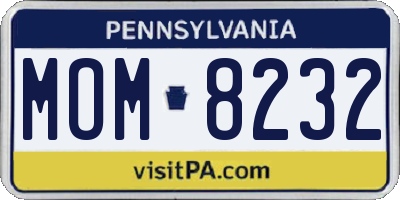 PA license plate MOM8232