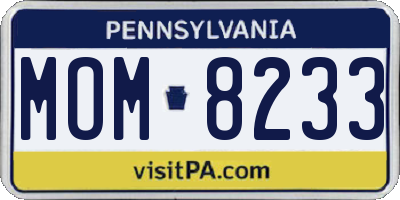 PA license plate MOM8233