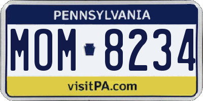 PA license plate MOM8234