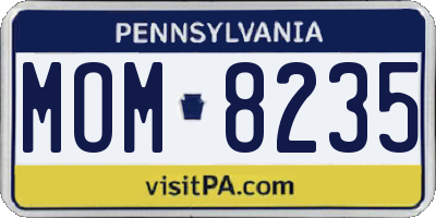 PA license plate MOM8235