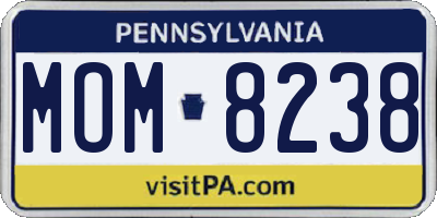 PA license plate MOM8238