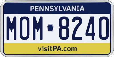 PA license plate MOM8240