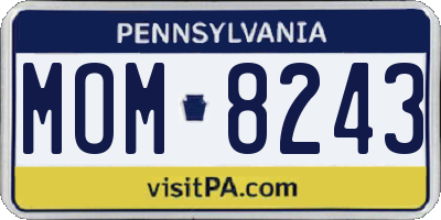PA license plate MOM8243
