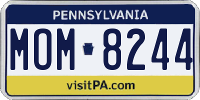 PA license plate MOM8244