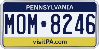 PA license plate MOM8246
