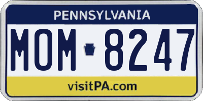 PA license plate MOM8247