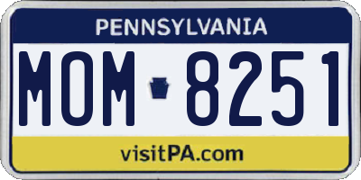 PA license plate MOM8251