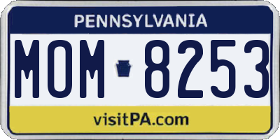 PA license plate MOM8253