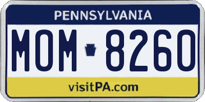 PA license plate MOM8260
