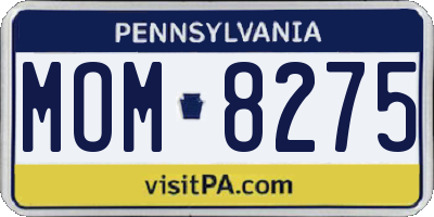 PA license plate MOM8275
