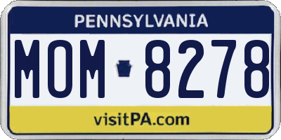 PA license plate MOM8278