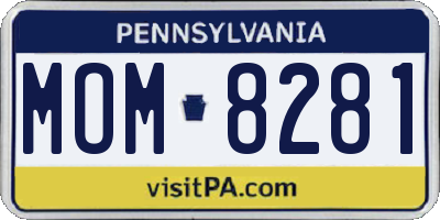 PA license plate MOM8281