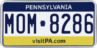 PA license plate MOM8286
