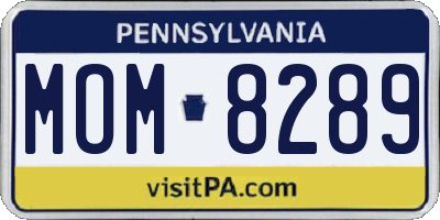 PA license plate MOM8289