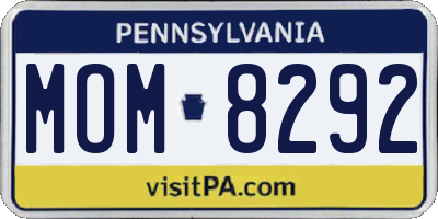 PA license plate MOM8292