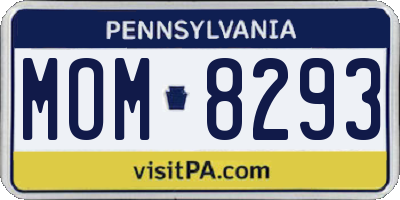 PA license plate MOM8293