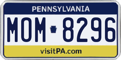 PA license plate MOM8296