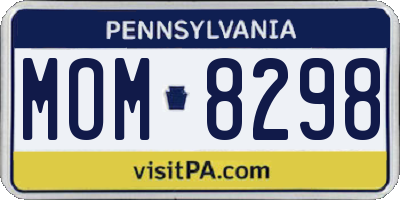 PA license plate MOM8298