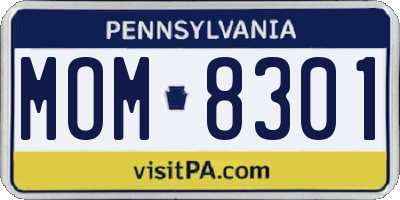 PA license plate MOM8301