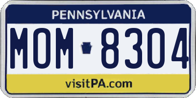 PA license plate MOM8304