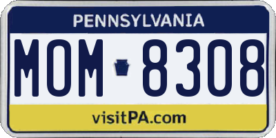 PA license plate MOM8308
