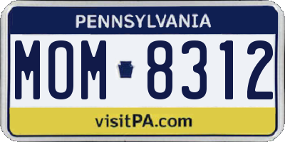 PA license plate MOM8312