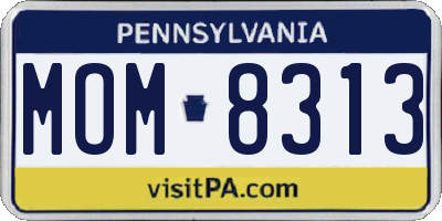 PA license plate MOM8313
