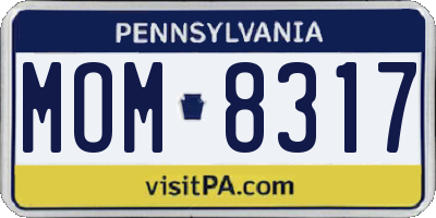PA license plate MOM8317
