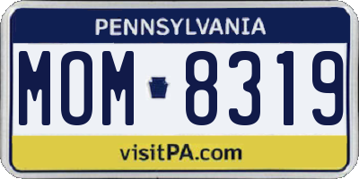 PA license plate MOM8319