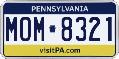 PA license plate MOM8321