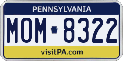 PA license plate MOM8322