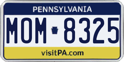 PA license plate MOM8325
