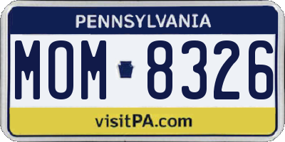 PA license plate MOM8326