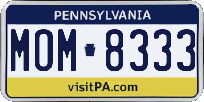 PA license plate MOM8333
